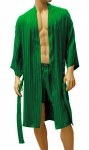 ManSilk Silk Stripe Jacquard Robe English Ivy