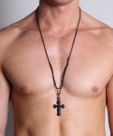 Timoteo Cross Chain Necklace Black